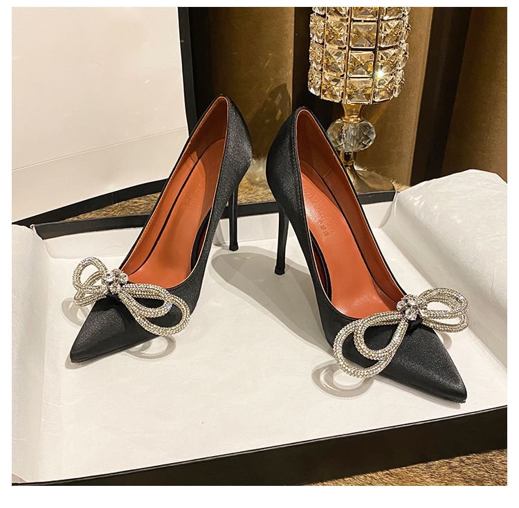 WHNB 2021 NEW Women Sexy Party Night Club Bow High Heel Shoes Lady Cute Silver Pumps Sweet Shoes Mujer