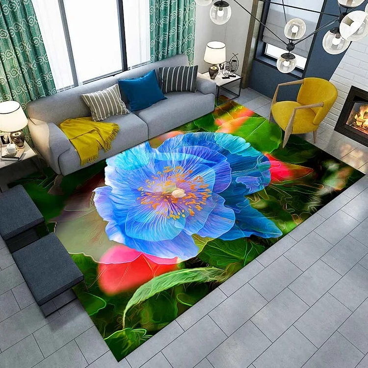 15 Sizes Vintage Flower Sunflower Mat Oil Painting Art Rug Carpet for Living Room Bedroom Home Decor Carpet Home Kitchen Bath