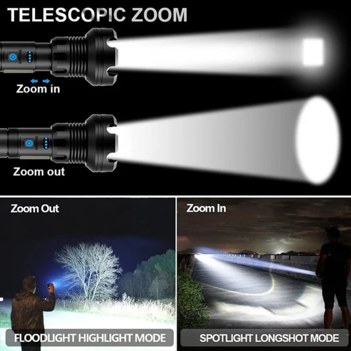 Bommory LED Rechargeable Tactical Laser Flashlight 90000 High Lumens