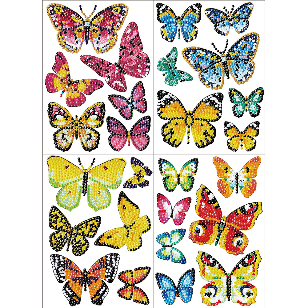 4pcs 5D DIY Diamond Painting Stickers Butterfly Art Craft Kits Gift (BT010)