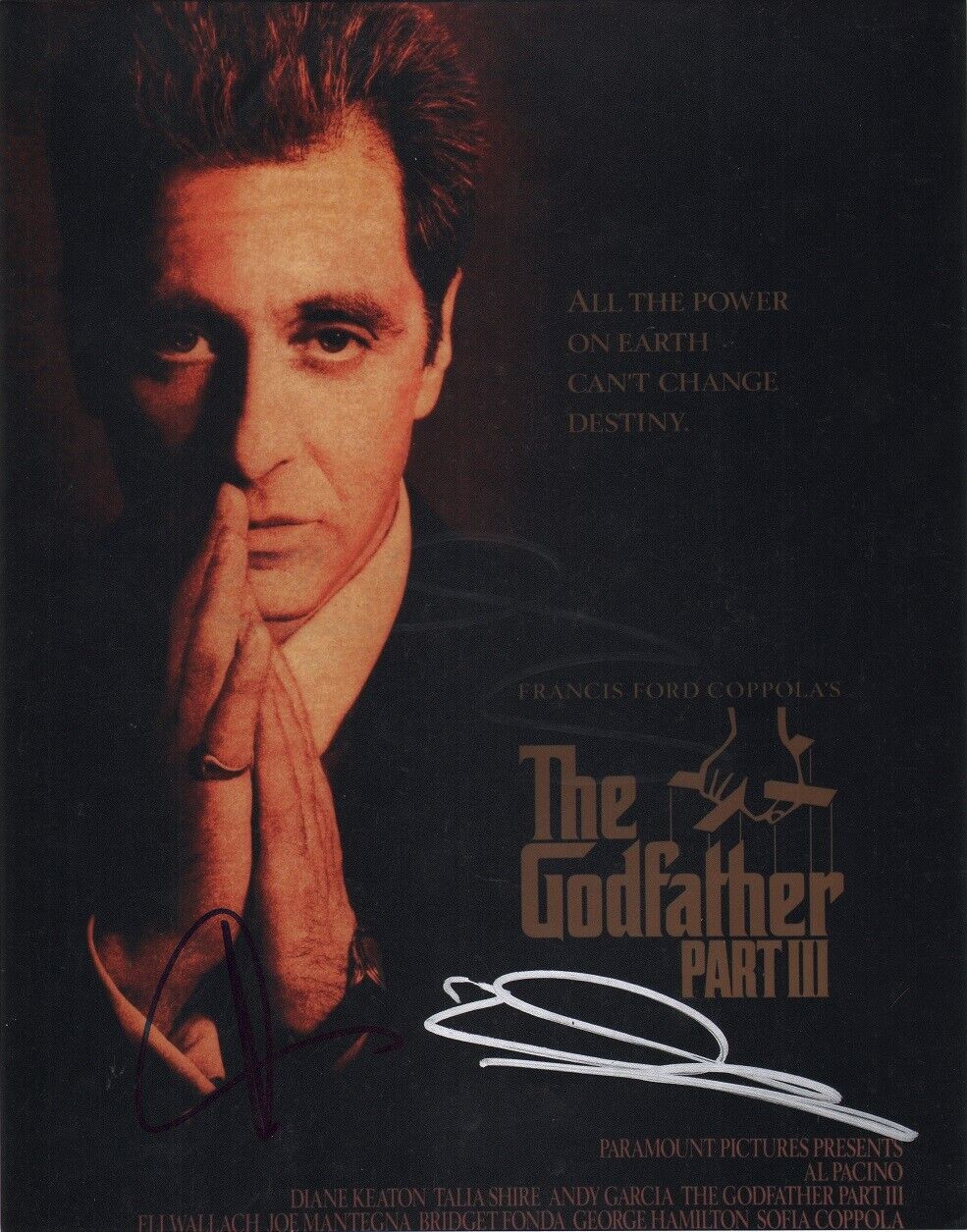 ANDY GARCIA & DIANE KEATON Authentic Hand-Signed The Godfather 3