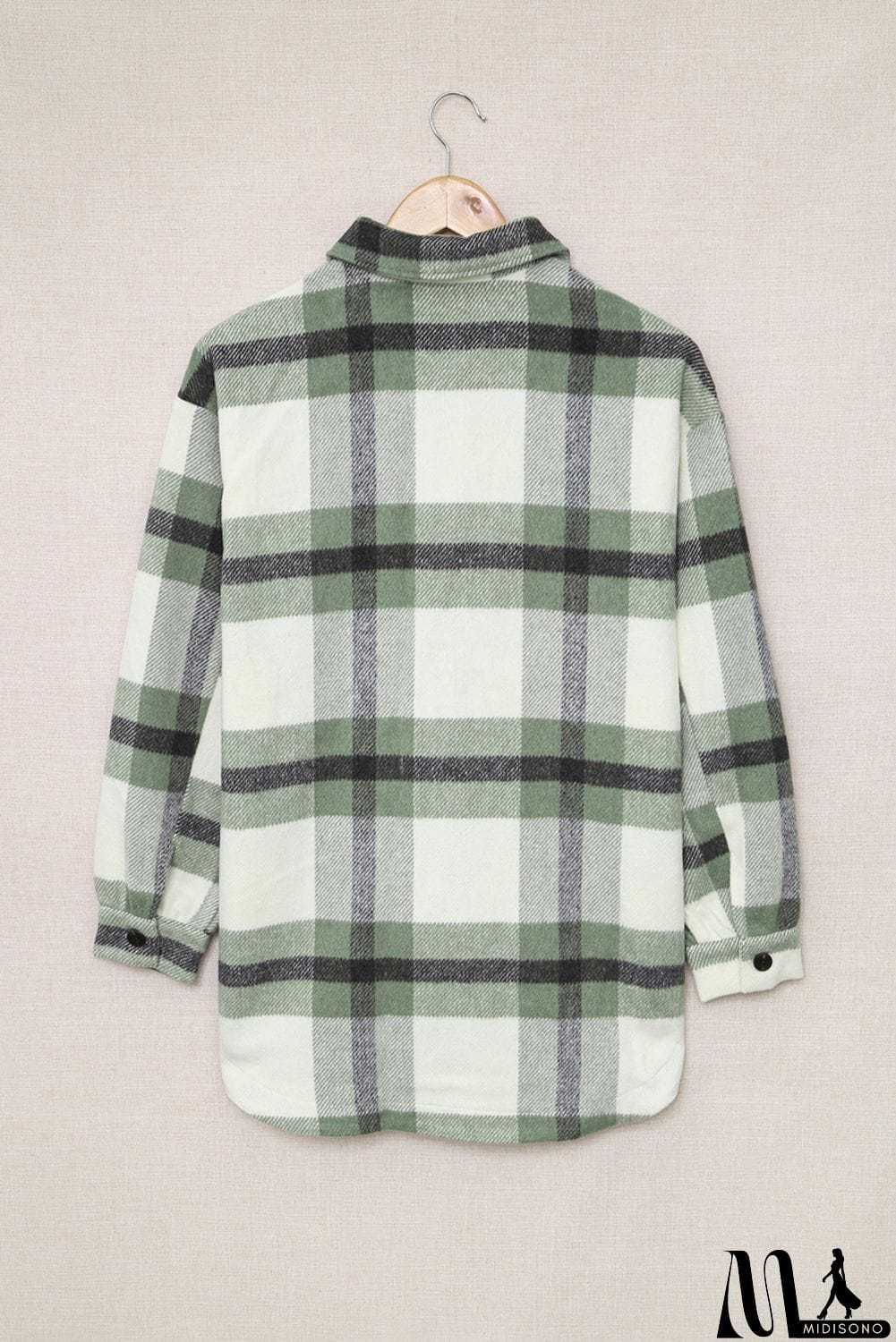 MidiSono - Green Plaid Print Shacket