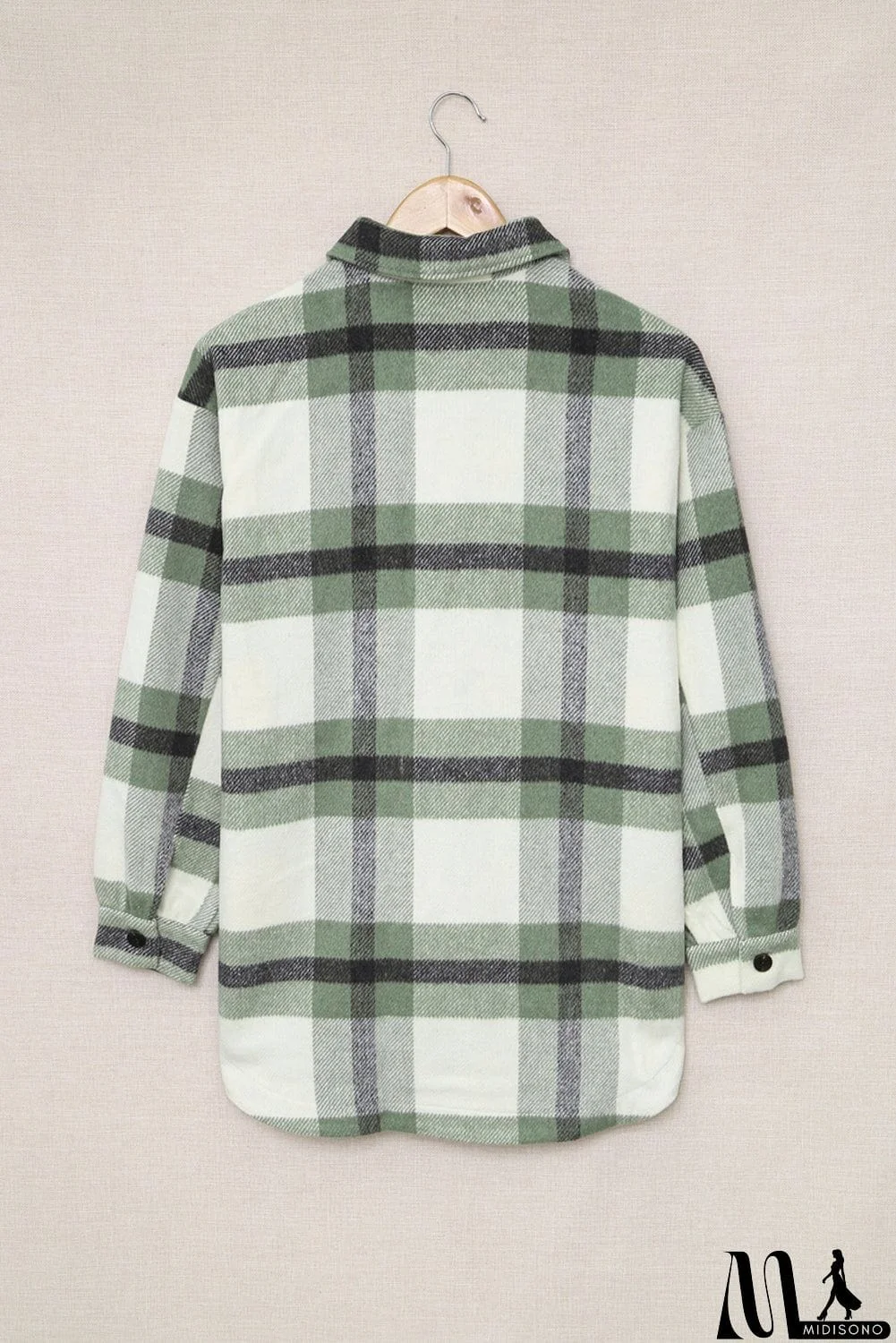 MidiSono - Green Plaid Print Shacket