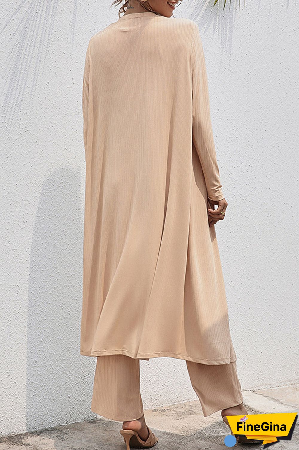Casual Daily Solid Frenulum Cardigan Collar Long Sleeve Two Pieces