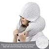 Stuffable Neck Pillow Hooded Neck Pillow for Airplane Long Flight (Light Grey)