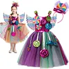 Kids Girl Carnival Frock Little  Birthday Fancy Rainbow Tutu Dress