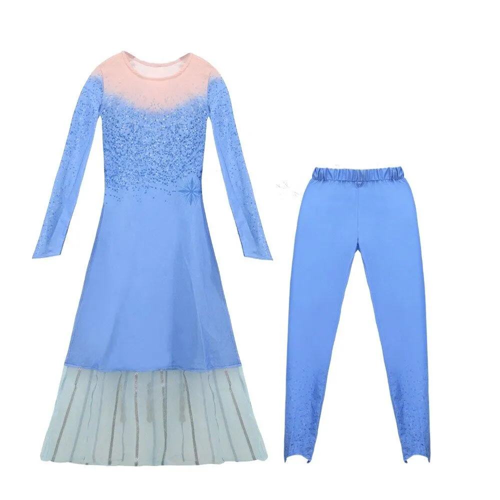 Dresses For Girls Princess Queen Cosplay Kids Costume Snowflake Henderson Party Dress Vestidos Children Girls Clothing