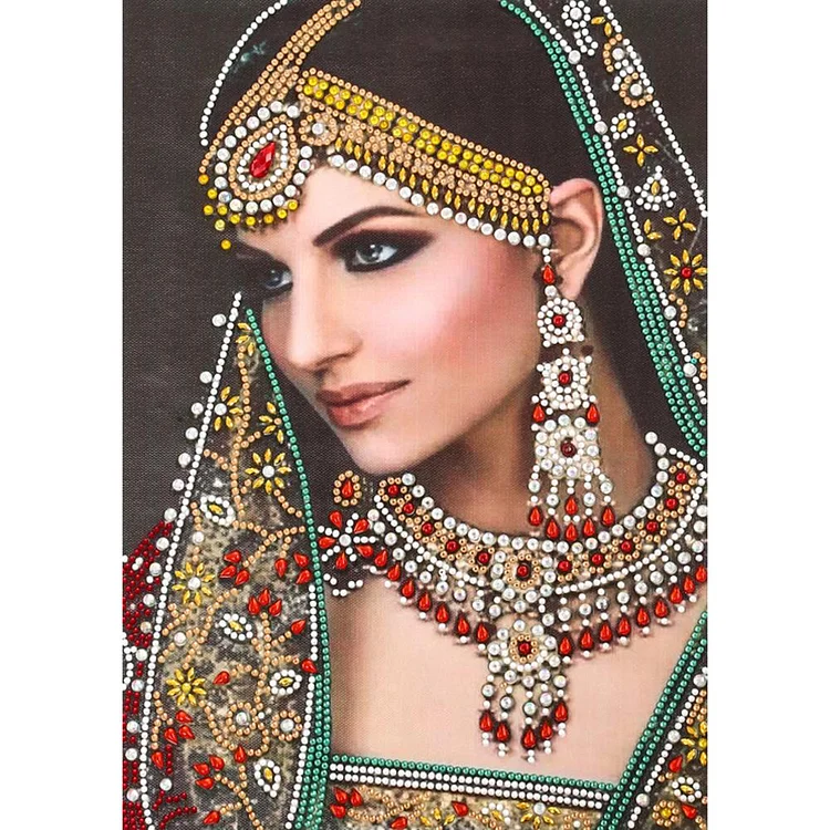 Indian Lady - Partial Special Shaped Drill Diamond Painting - 30x40cm(Canvas)