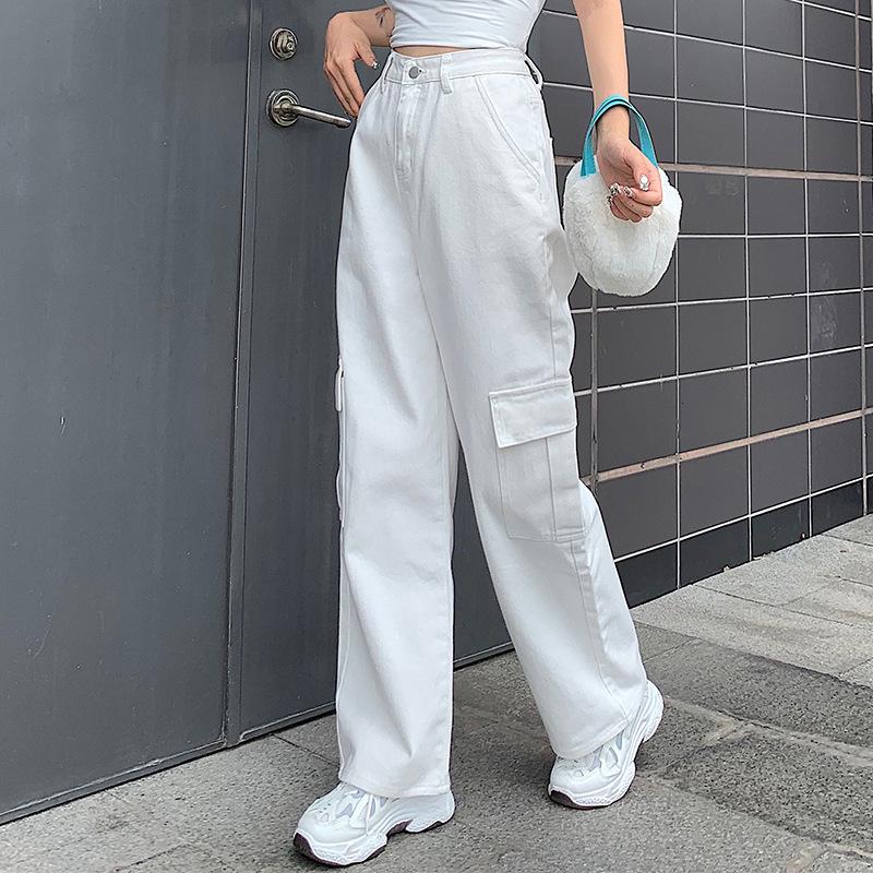 HIGH WAIST DENIM CARGO PANTS