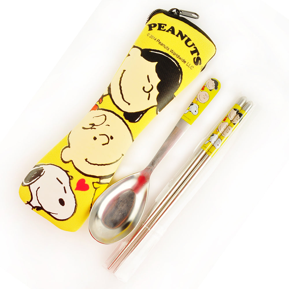 Peanuts Snoopy Stainless Steel Tableware Spoon & Chopsticks Utensils Set Yellow A Cute Shop - Inspired by You For The Cute Soul 