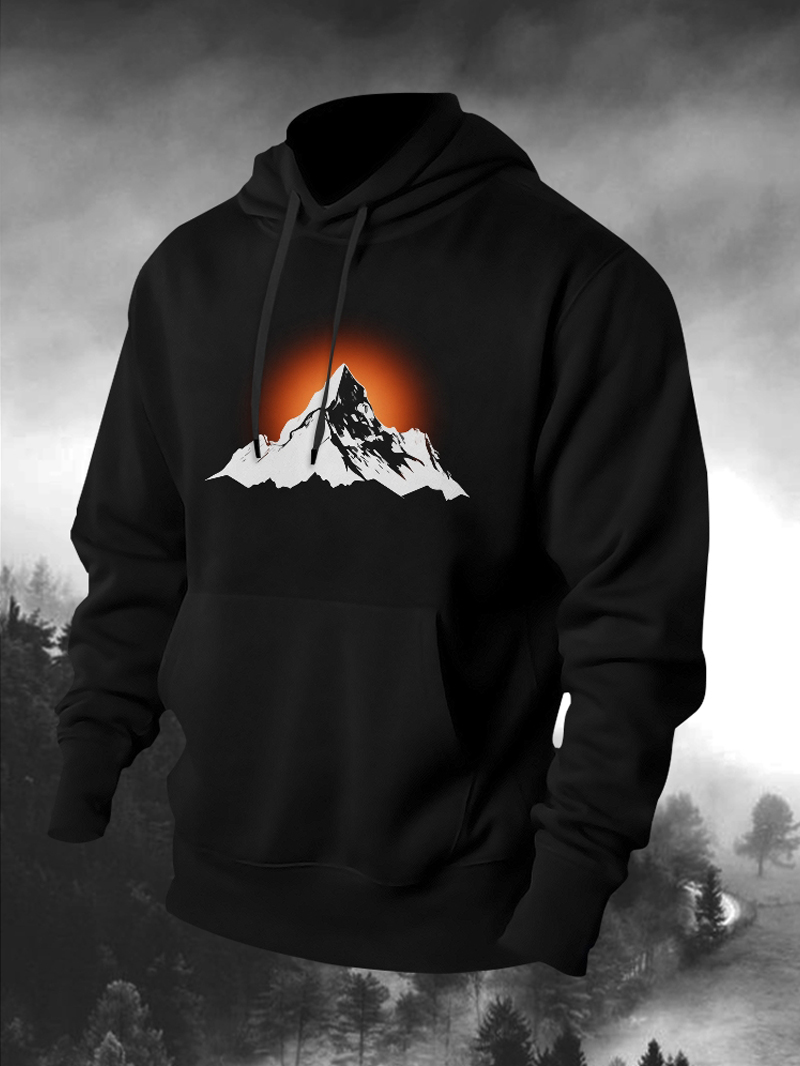 Men's Hoodie Sunset Mountain Peak Adventure Awaits
