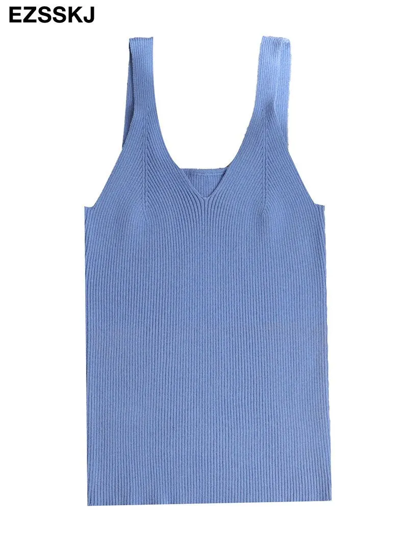 Cashmere high quality chic basic V-NECK Camisole female Summer white knit tank top Women sexy sleeveless tank top