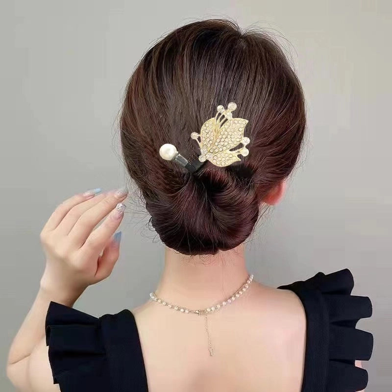 Women’s Minimalist Peacock Feather Flower Alloy Plating Inlay Rhinestones Hair Band
