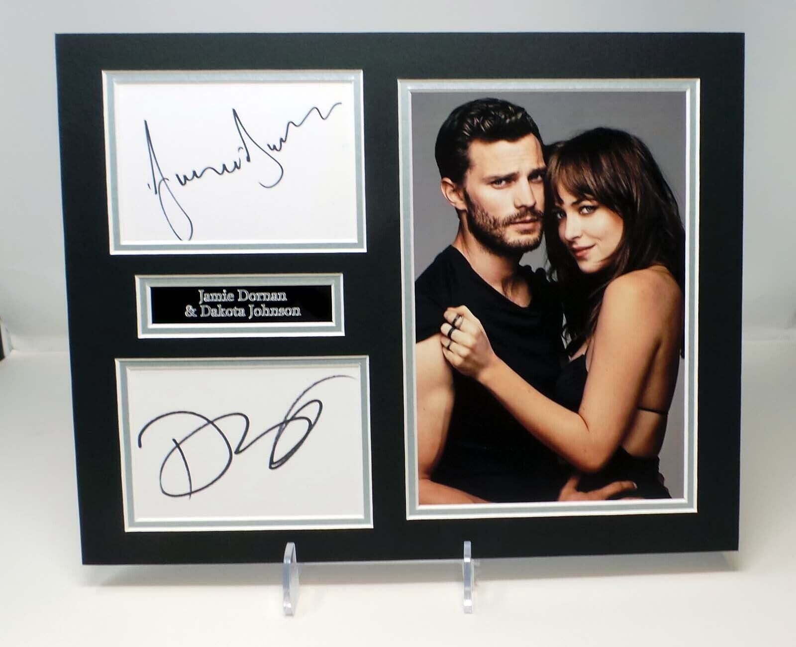 Jamie DORNAN Dakota JOHNSON Signed Mounted Photo Poster painting Display AFTAL RD COA 50 Shades