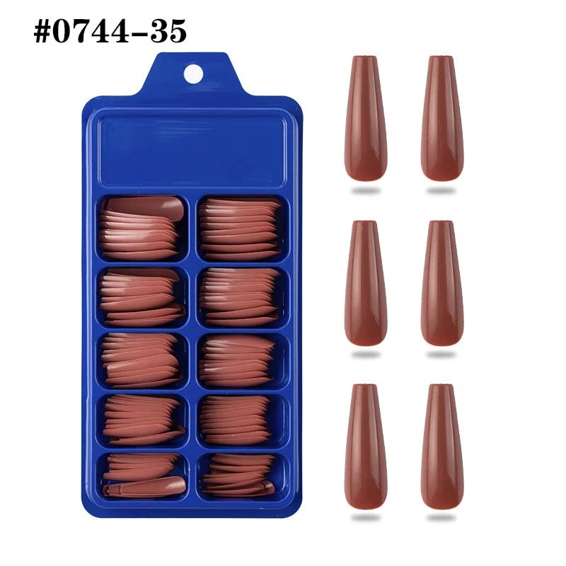 Lamemoria 100/500pcs/opp/box Fake Nails Coffin Nail Tips Press on Nails Natural Clear Long Ballerina DIY False Nail Full Cover-Nail Inspo