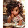 >SALE<Full Embroidery Eco-cotton Thread 11CT Print Curly Hair Girl Cross Stitch40x50cm