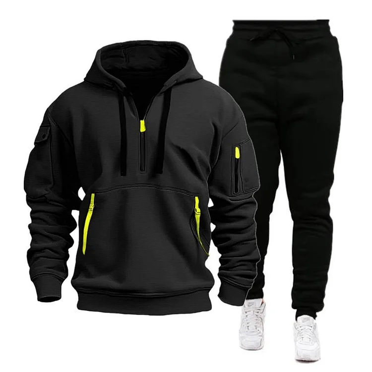 PASUXI Men's 2 Piece Hooded Tracksuits - Zip-Up Sweatsuits for Casual Sports and Jogging huanwei