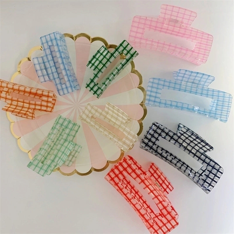 Fashion Plaid Arylic Hollow Out Hair Claws 1 Piece