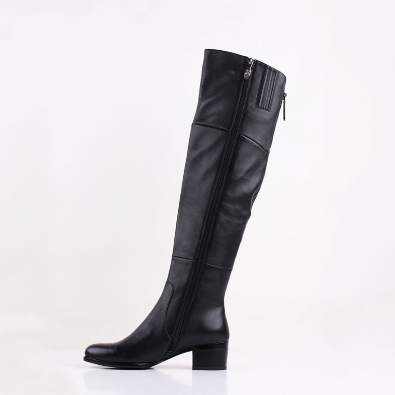 TAAFO Women Boots Leather Boots Medium Heel Sheepskin Shoes Soft Boots Shoes  