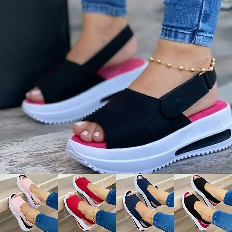 2021 Summer Women Slipper Buckle Decoration Beach Sandals Female Wedge Shoes Lady  Outdoor Non-slip Slippers Fashion Flip-flops 515-1
