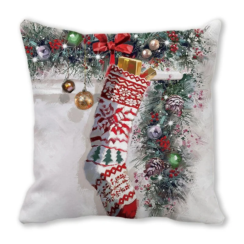40 Style Christmas Snow Scene New Year 2022 Christmas Decorations for Home 45x45cm Cushion Cover Ornaments Snowman Santa Navidad
