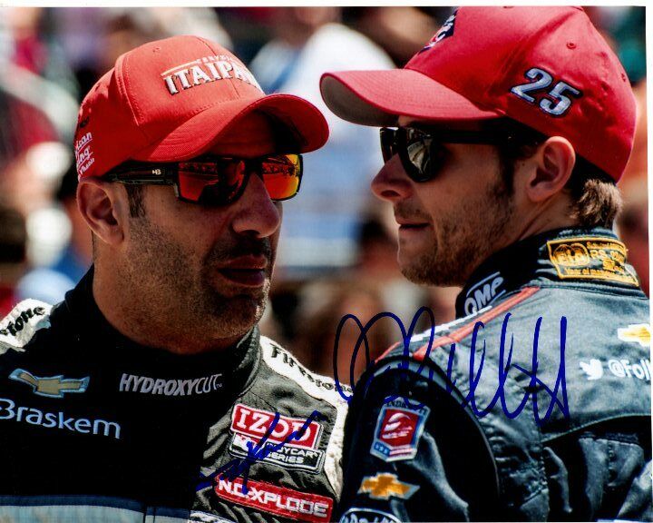 TONY KANAAN and MARCO ANDRETTI signed 8x10 INDY RACING RACE DRIVER Photo Poster painting