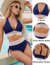 2025 High Waisted Tummy Control Color Block Bikini Sets
