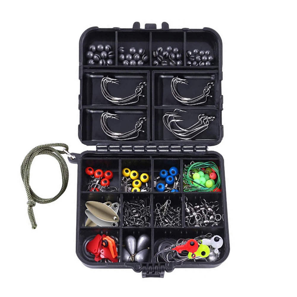 

187pcs Carp Fishing Tackle Box Jig Hook Swivel Bead Fishing Accessories Kit, 501 Original