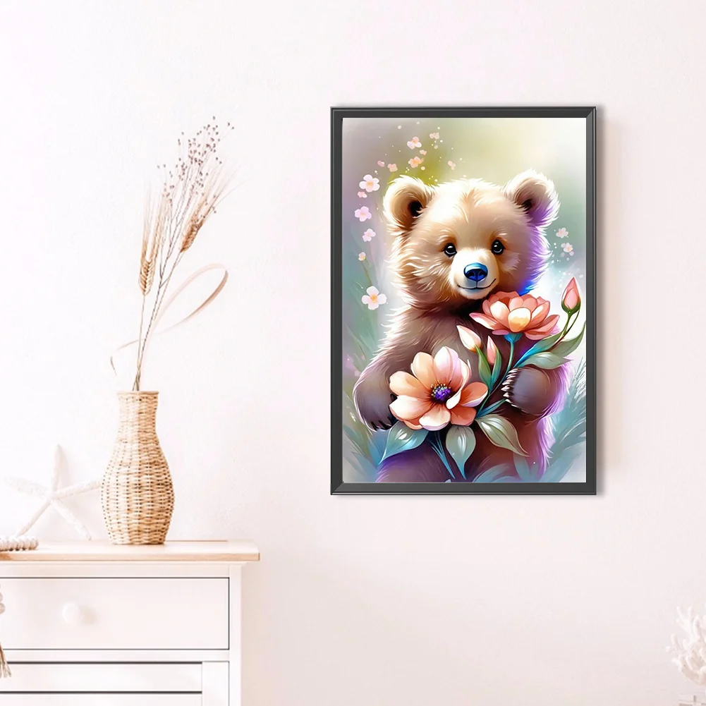 Diamond Painting - Full Round Drill - Flower Bear(Canvas|40*60cm)