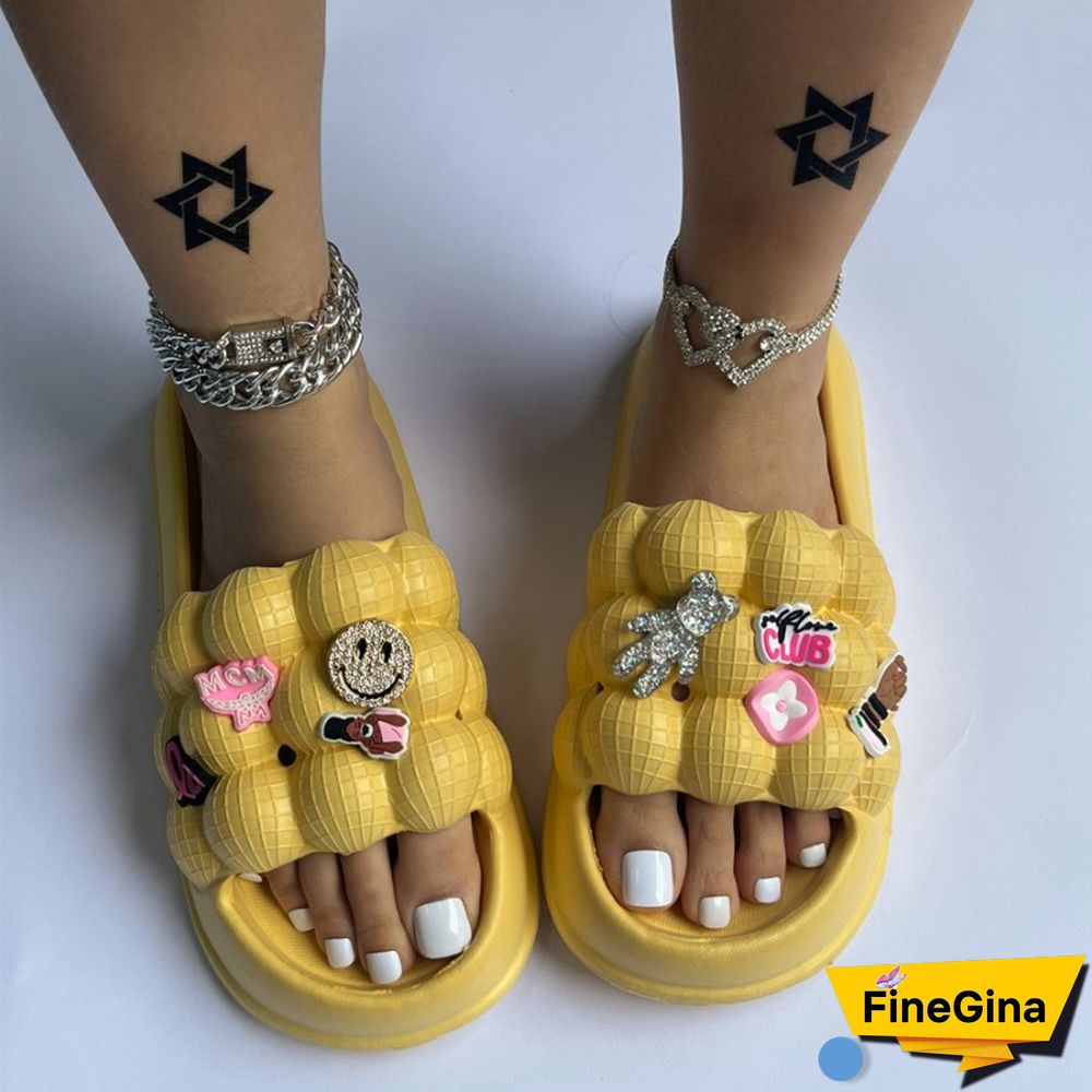 Cream White Daily Living Patchwork Round Comfortable Shoes