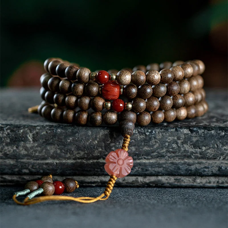 Agarwood 7mm 108 Buddha Beads Mala Bracelet Necklace