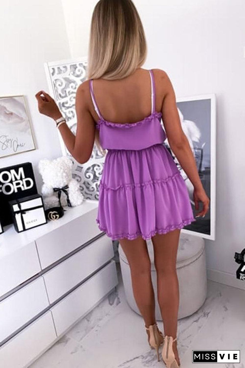 Fashion Sweet Solid Sleeveless Dress