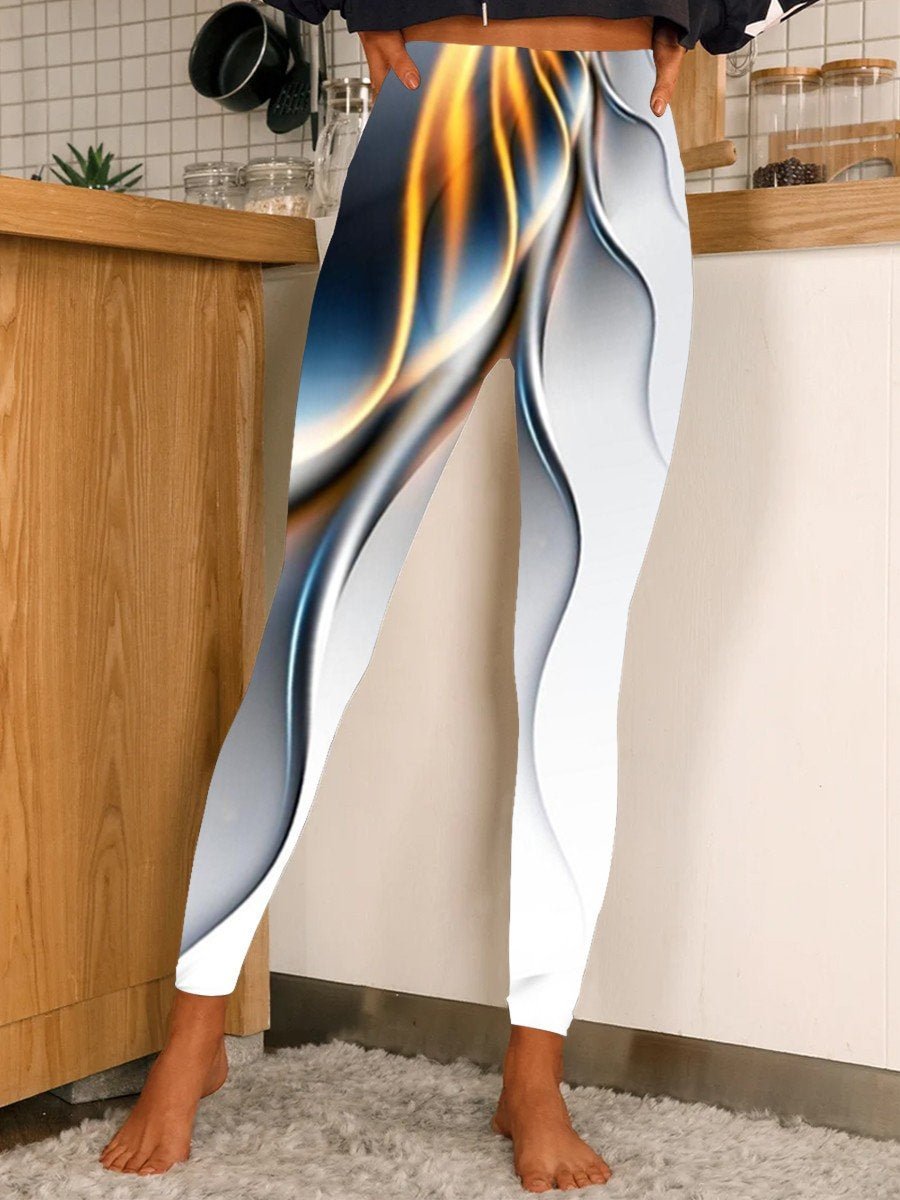 Women's Vintage Art Print Casual Stretch Pants