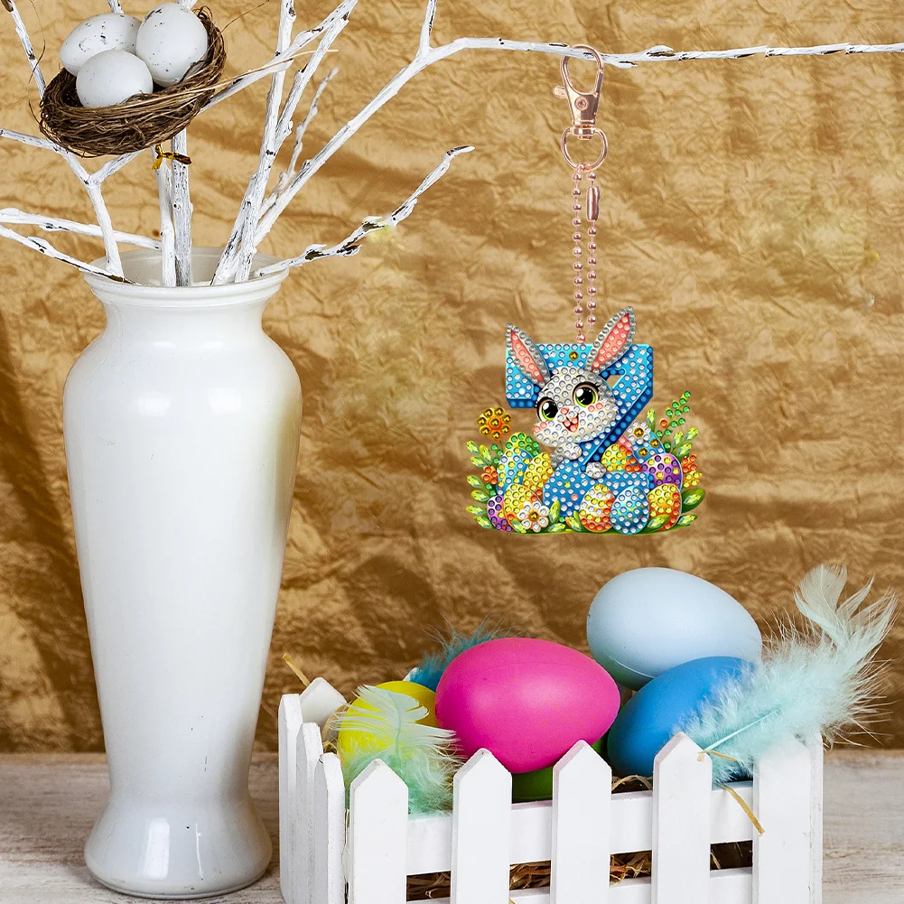 DIY PET Double Sided Special Shaped Easter Alphabet Z Diamond Painting Keychain