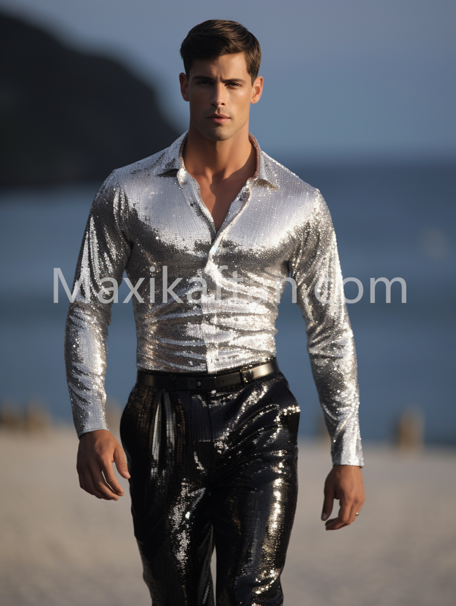 Men's White Long Sleeve Party Shirt