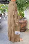 Women's Long Knit Solid Color Dual Pocket Cardigan
