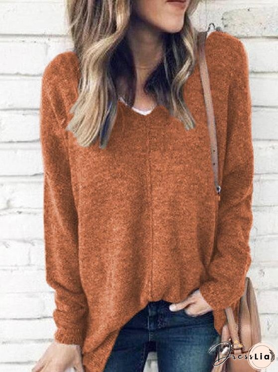 Women's Relaxed Fit V-Neck Long Sleeve Top