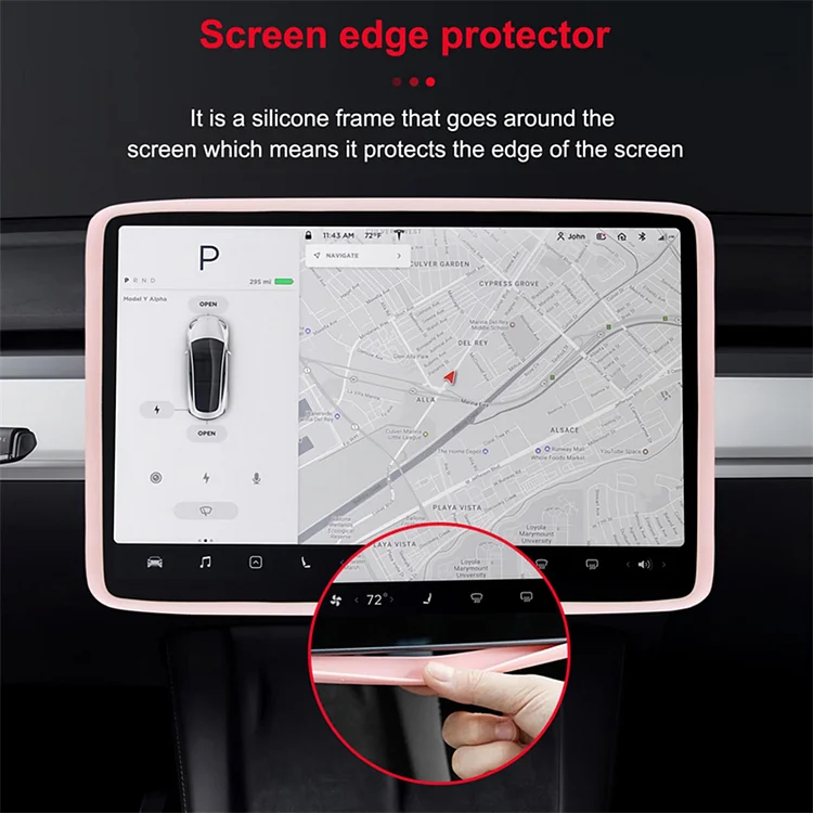 Center Screen Cover for Model 3/Y Screen Protector Frame Soft TPU Screen Edge Protector for Tesla Interior Accessories ITN Auto