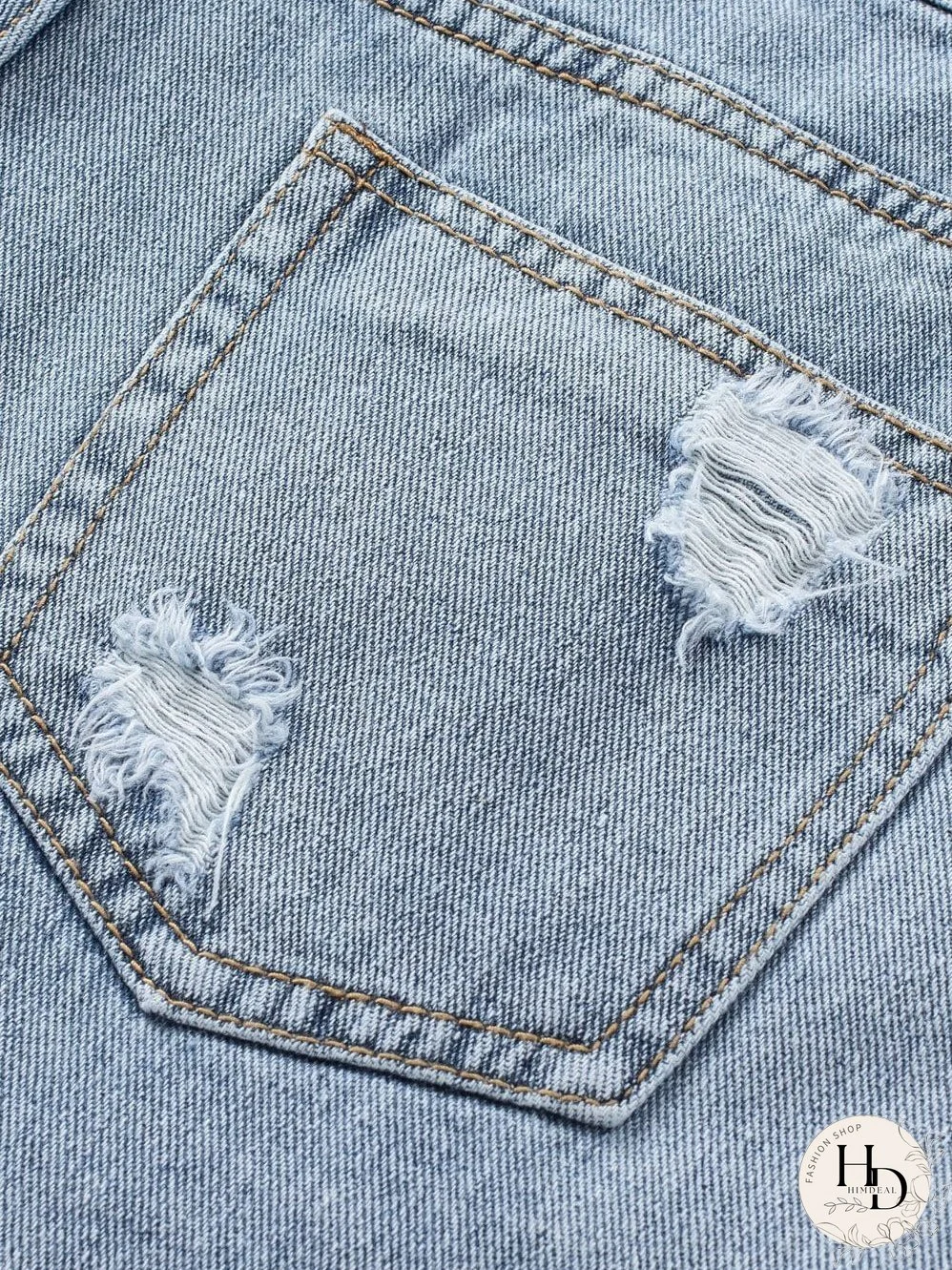 Unique Rhinestone Tassel Denim Shorts