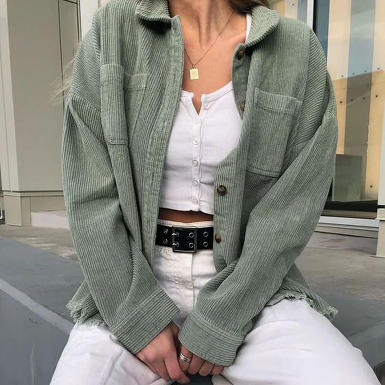 Autumn and winter retro new corduroy shirt