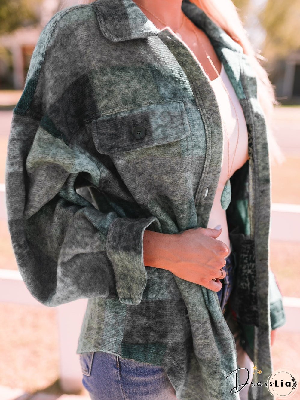 Plaid Multicolor Oversized Shacket with Button Details