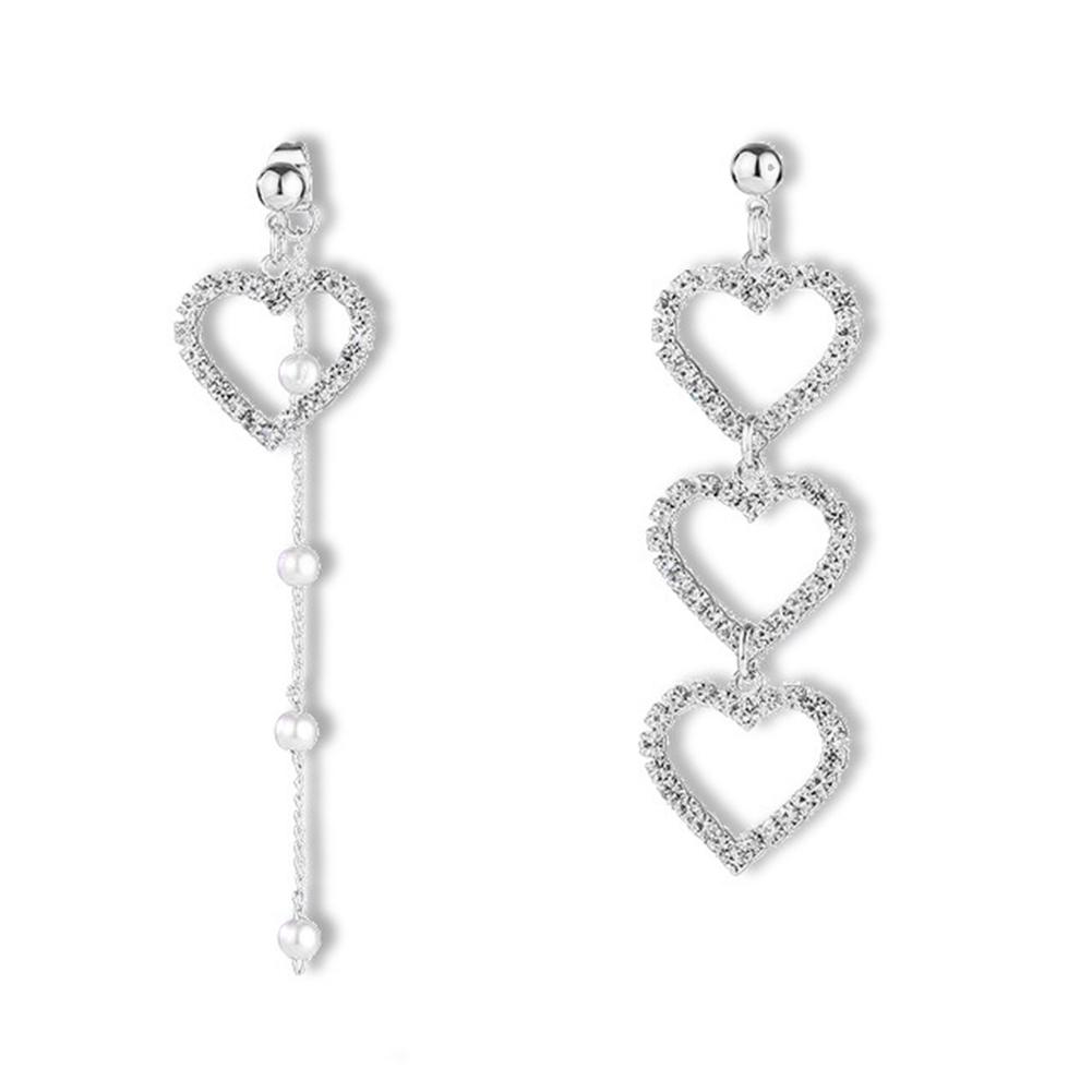 

Fashion Irregular Heart Stud Clip Dangle Earrings Women Long Tassel Jewelry, Silver, 501 Original