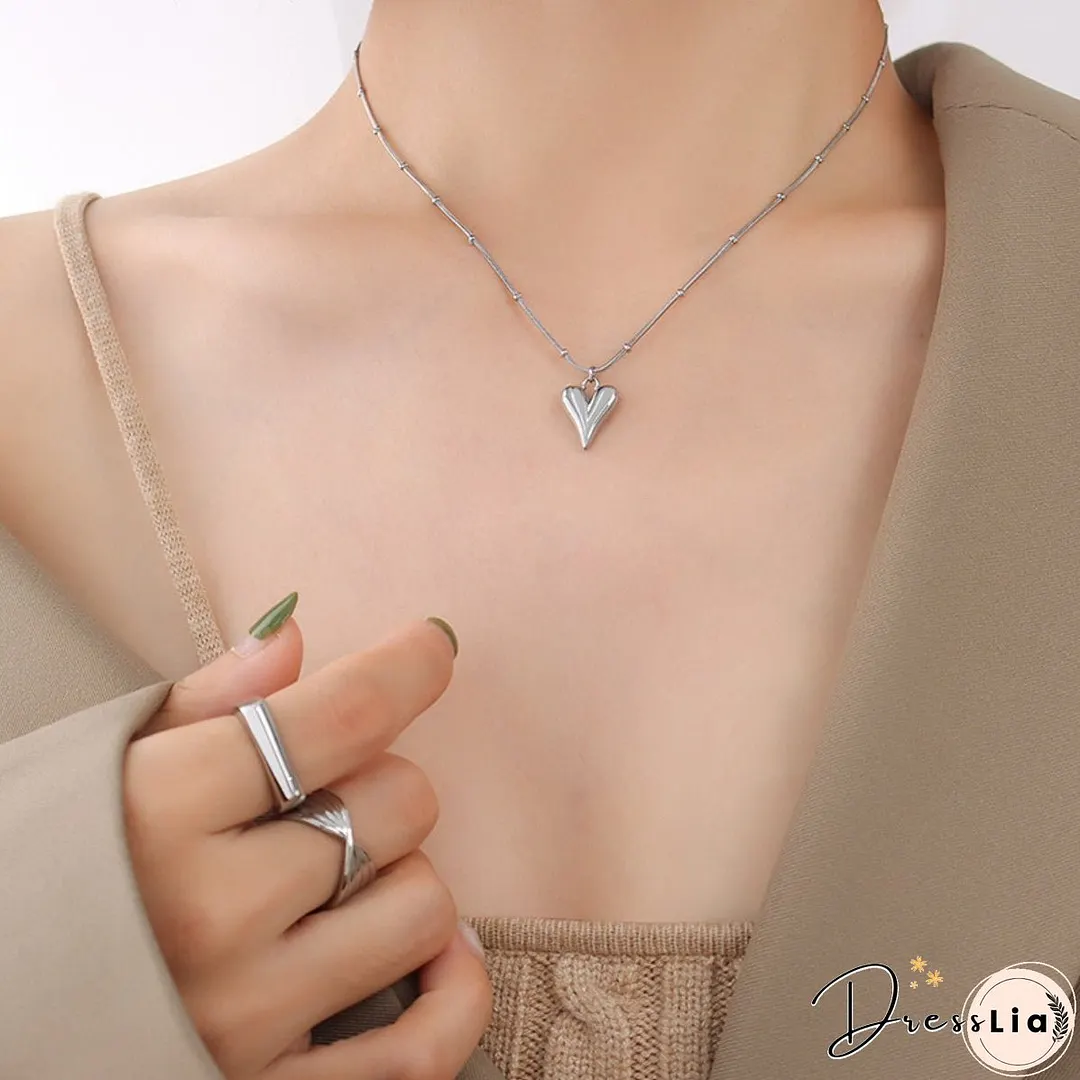 Titanium Steel Heart Pendant Necklace