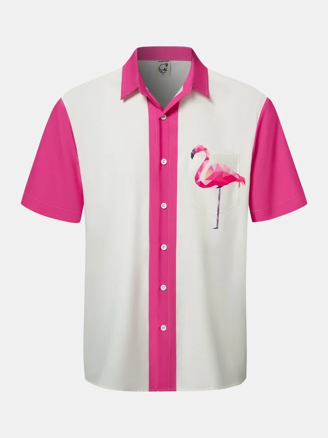 Flamingo Graphic Men's Casual Short Sleeve Hawaiian Shirt