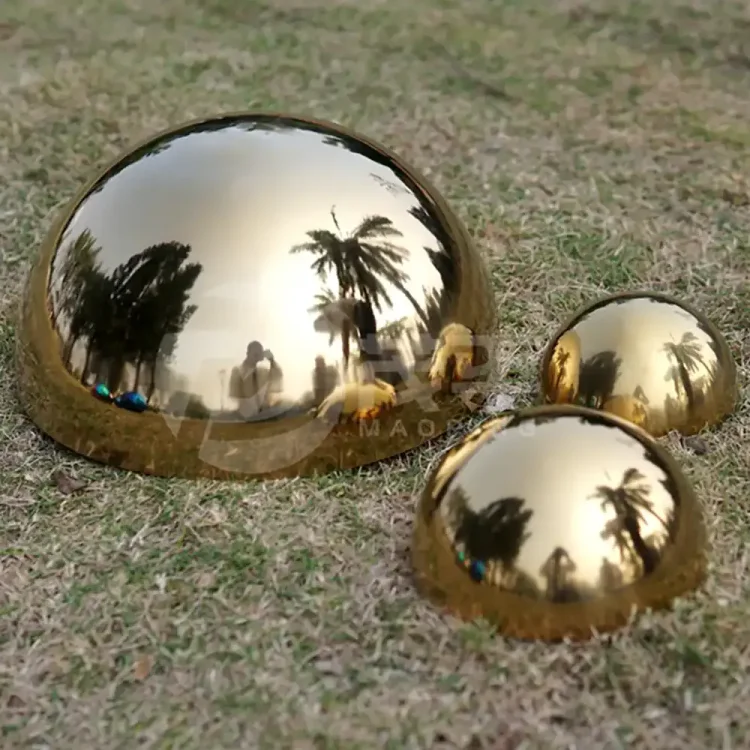 Golden stainless steel hemisphere polished metal hollow hemi balls