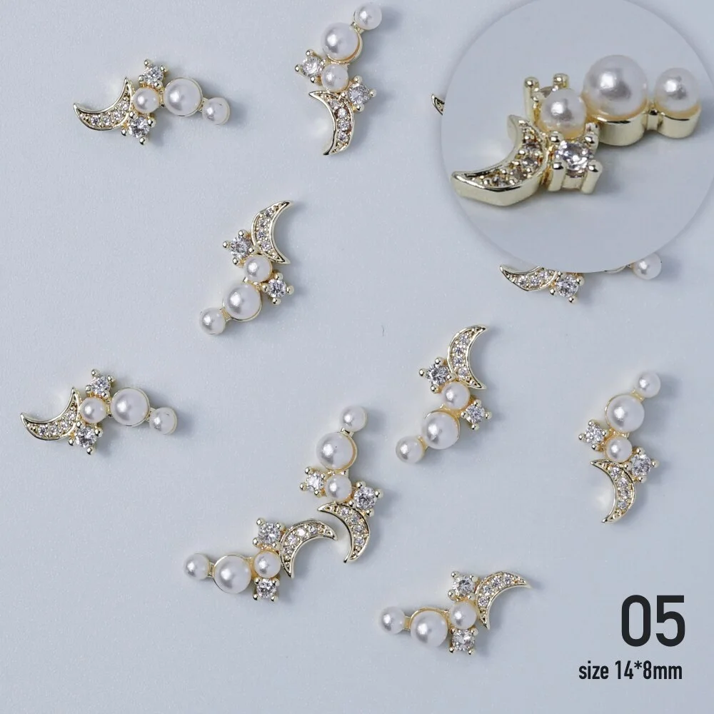 Nail jewelry 3D Alloy high quality zircon Butterfly Flower crystal Pearl Metal Manicure Nails DIY Accessories Nail Decor-Nail Inspo
