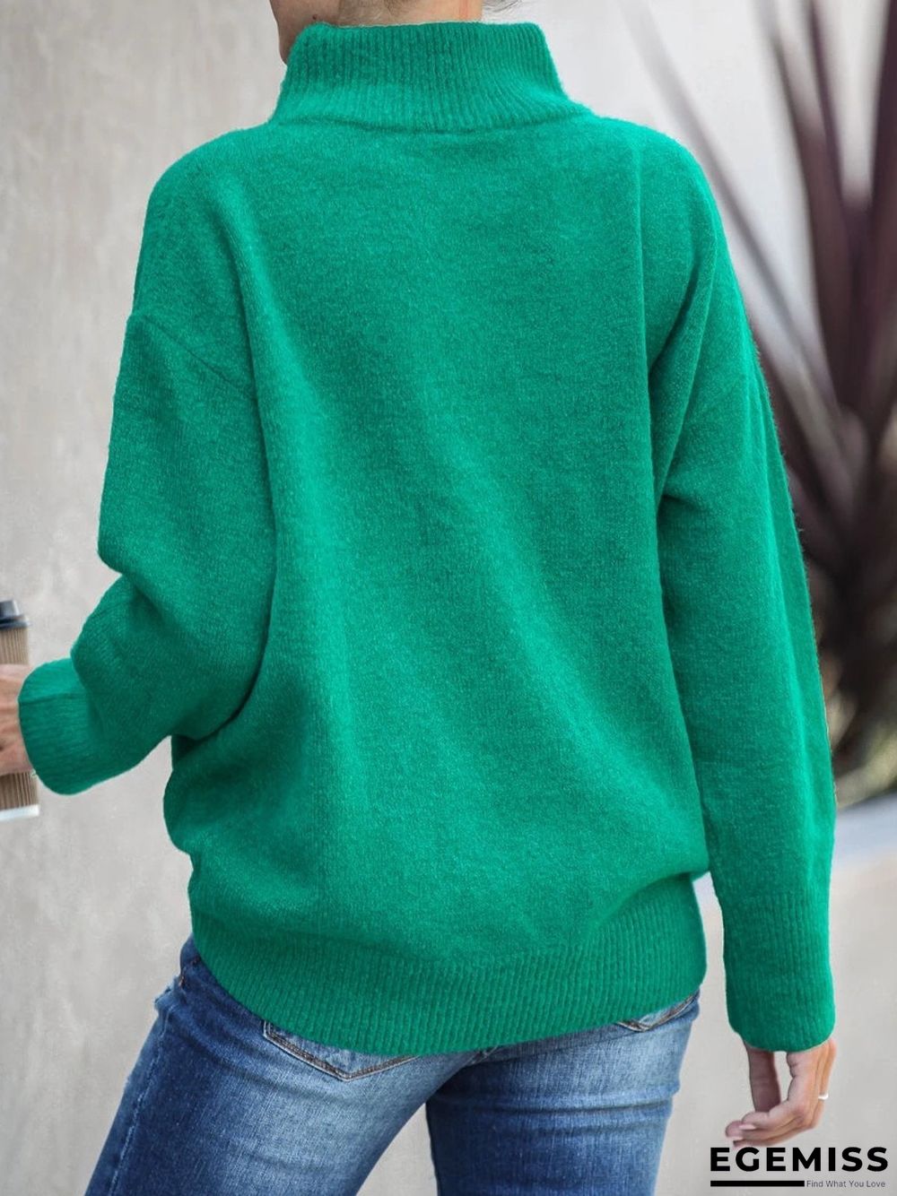 Casual Plain Shift Wool Blend Shift Sweater | EGEMISS