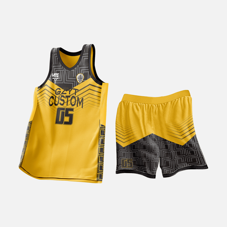 YITE | XL24-007- Yellow And Black Basketball Uniforms