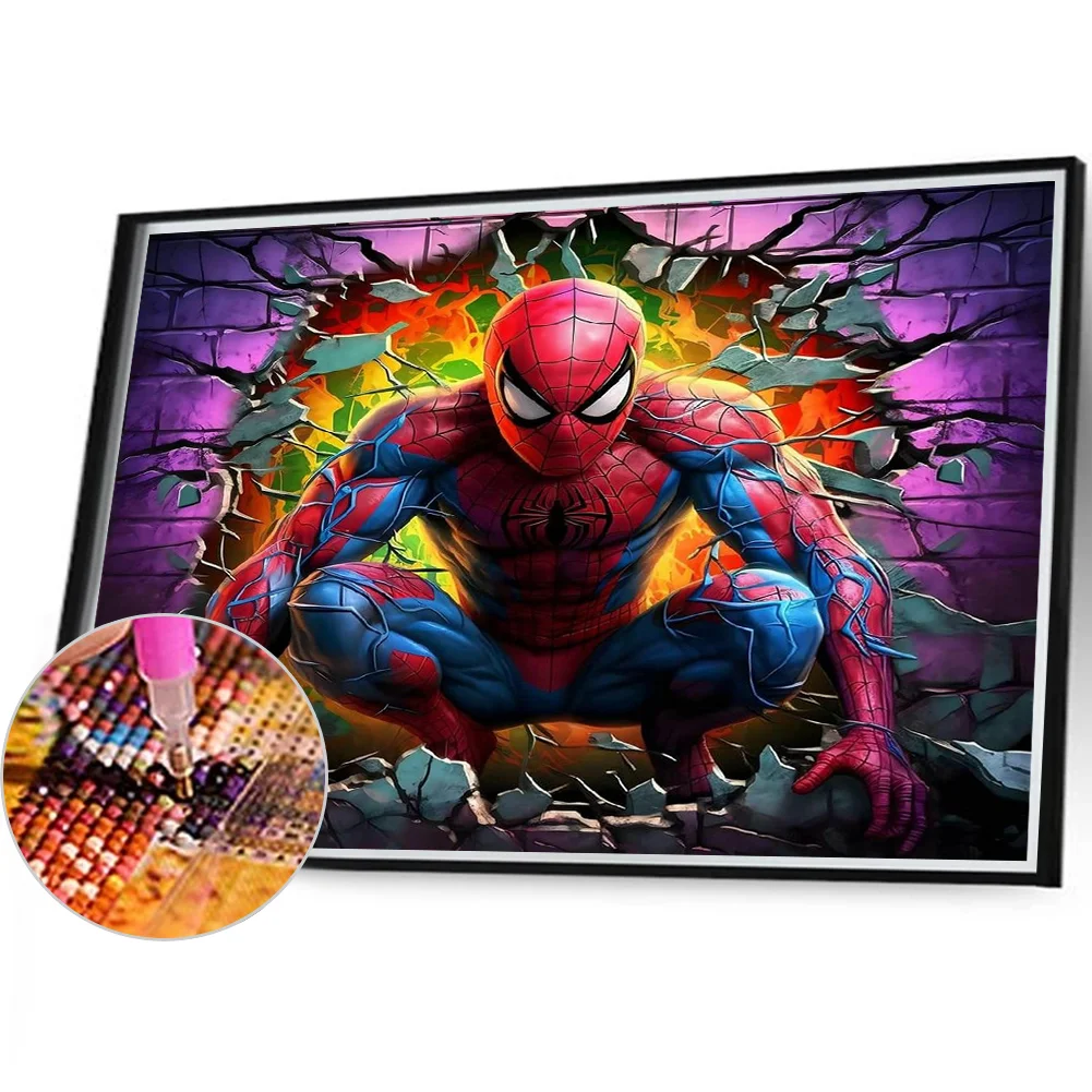 Diamond Painting - Full Round Drill - Spiderman Breaking Wall(Canvas|40*35cm)