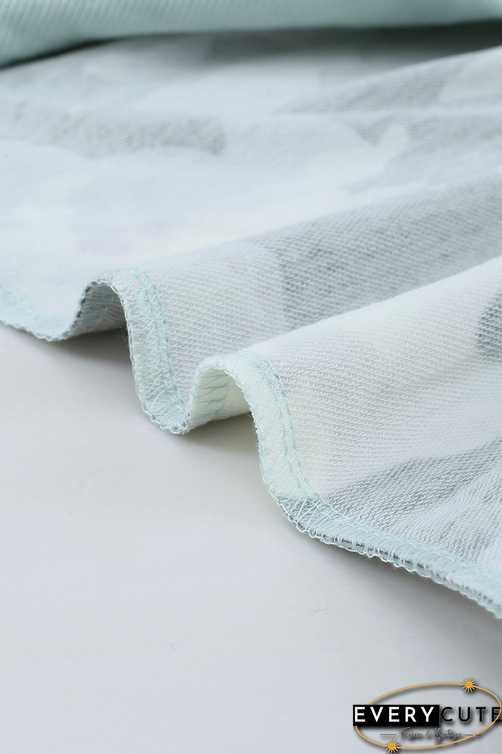 Light Green Camouflage Pullover Sweatshirt with Slits